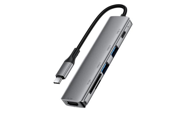 ACEFAST J18 6 in 1 USB-C Hub HDMI 4K 60Hz HD PD 90W Fast Charge Docking Station with SD / TF Card Slot - Gray